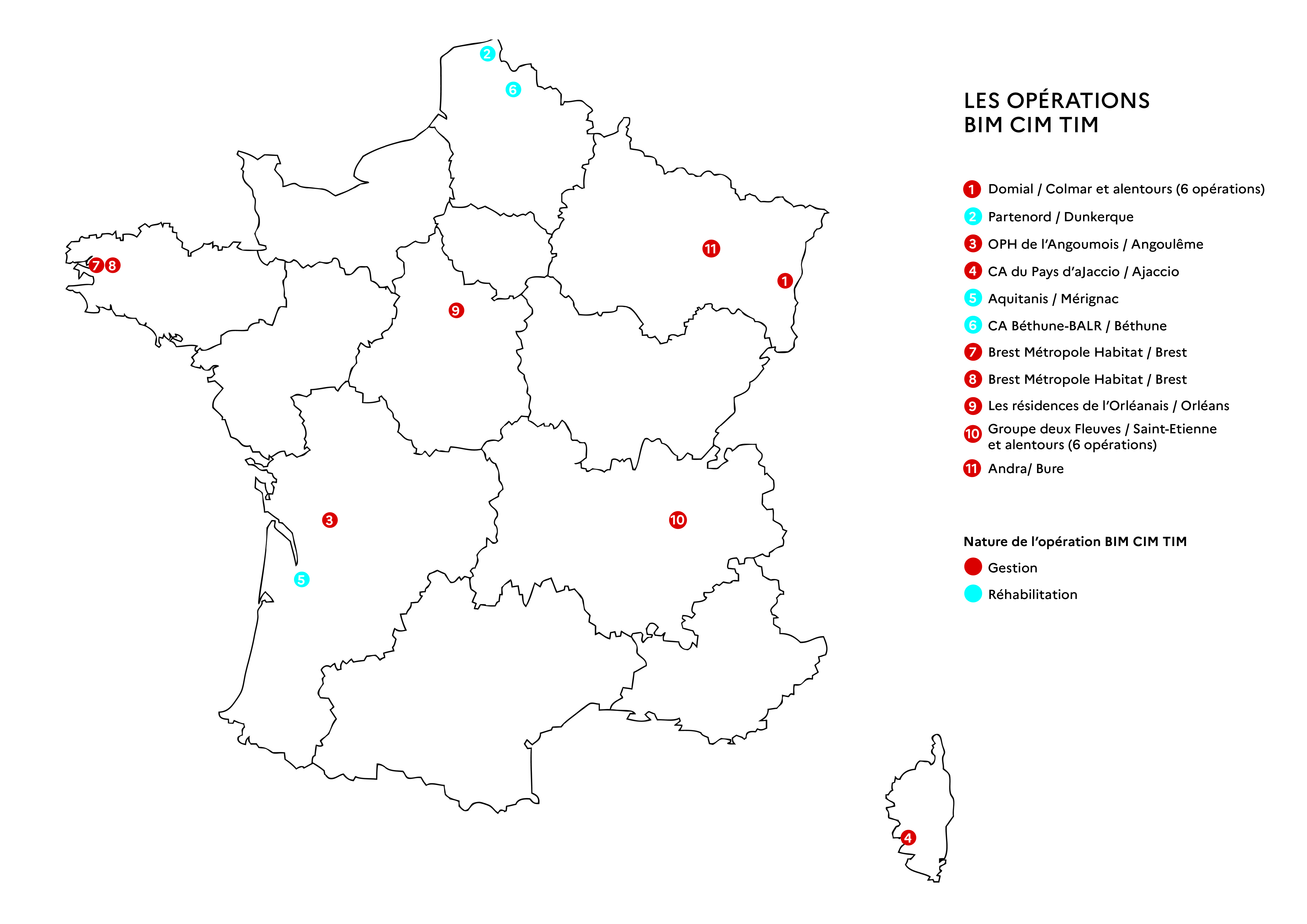Carte des opérations BIM CIM TIM